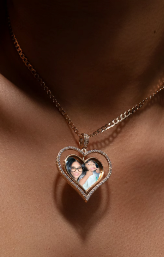 CUSTOM DOUBLE SIDED HEART PHOTO PENDANT