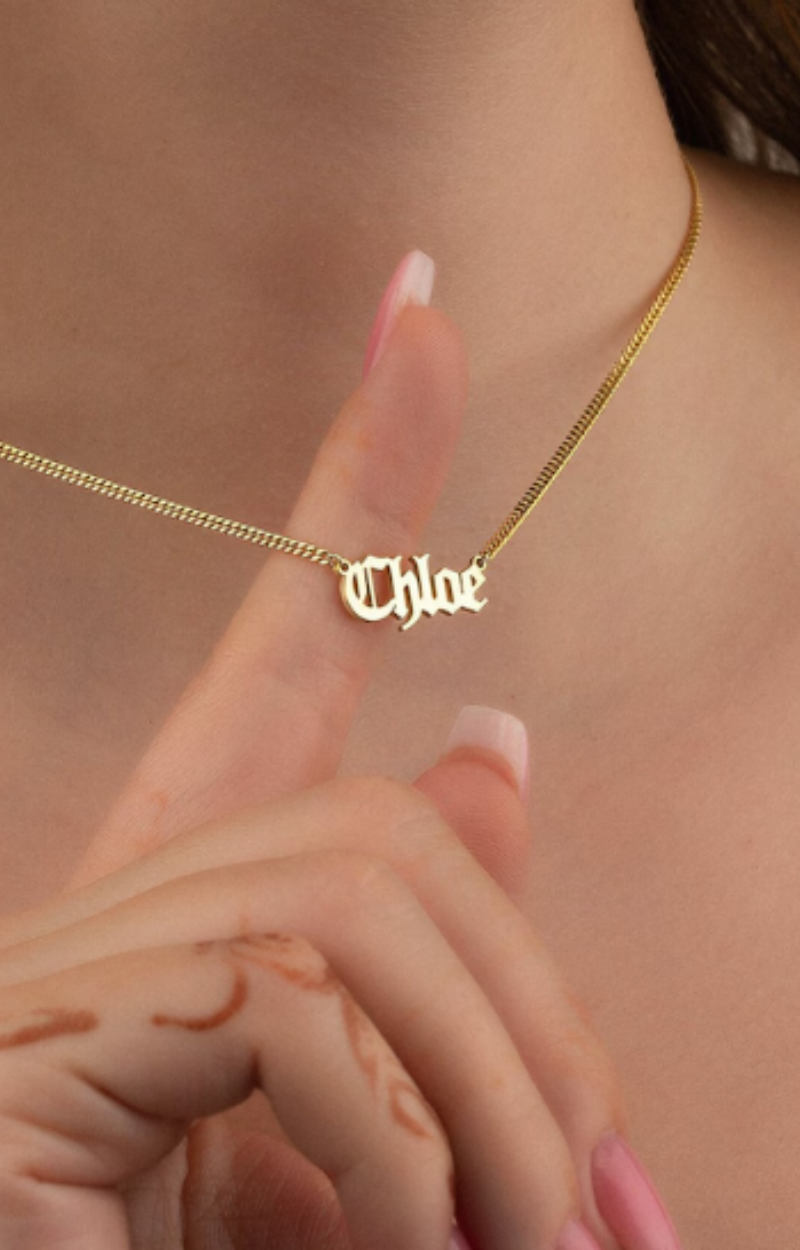 CUSTOM OLD ENGLISH NAME NECKLACE