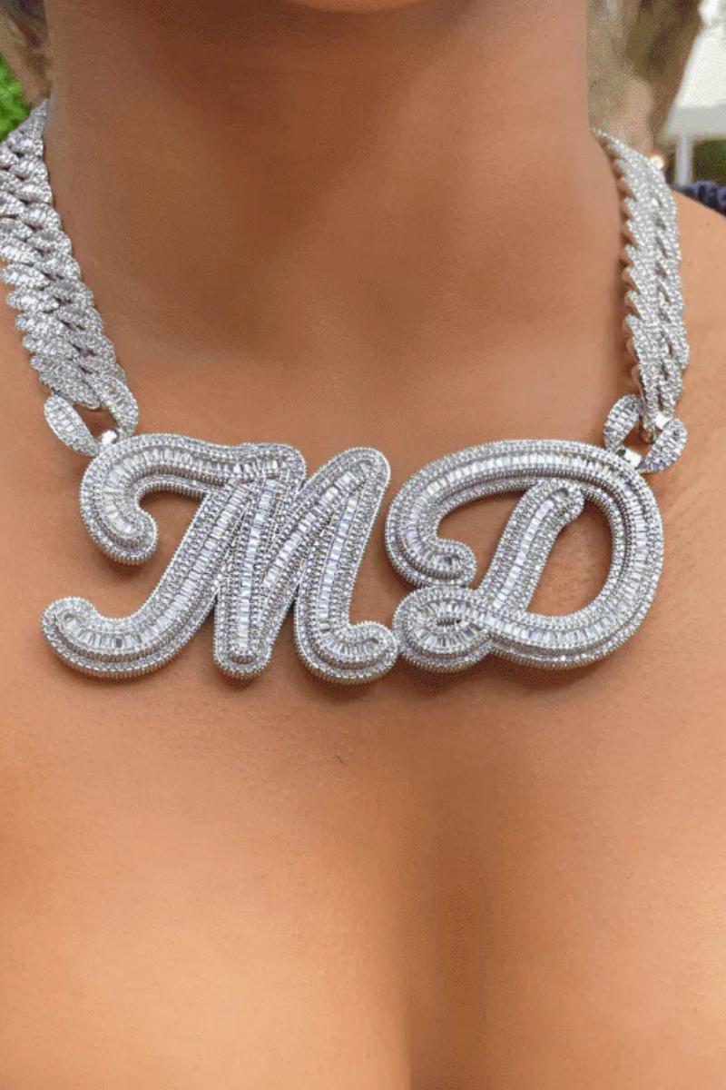 LUXIIVA® TESSY DOUBLE BLOCK LETTERS NECKLACE