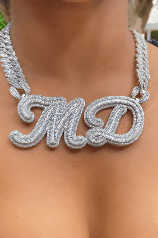 LUXIIVA® TESSY DOUBLE BLOCK LETTERS NECKLACE