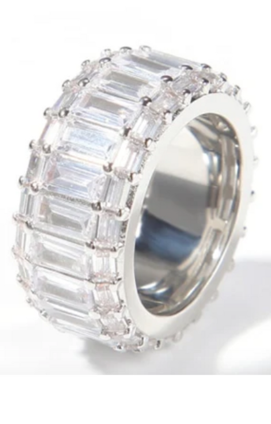 LUXIIVA® THREE LAYER EMERALD CUBIC RING