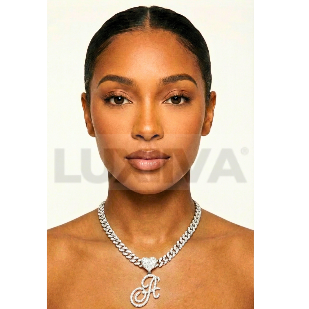 LUXIIVA® CURSIVE HEART INITIAL PENDANT(Ready to Ship)