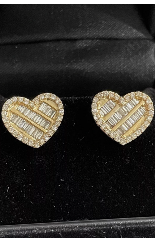 LUXIIVA® CRUSHED HEART EARRING-DIAGONAL(Ready to Ship)