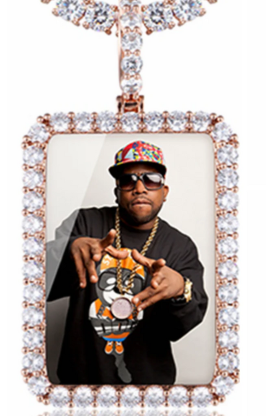 LUXIIVA® ICY RECTANGLE CUSTOM PICTURE PENDANT