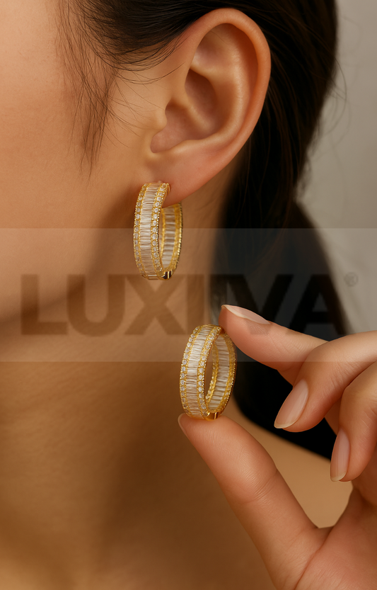 LUXIIVA® CZ HOOP HUGGIE  EARRING (Ready to Ship)