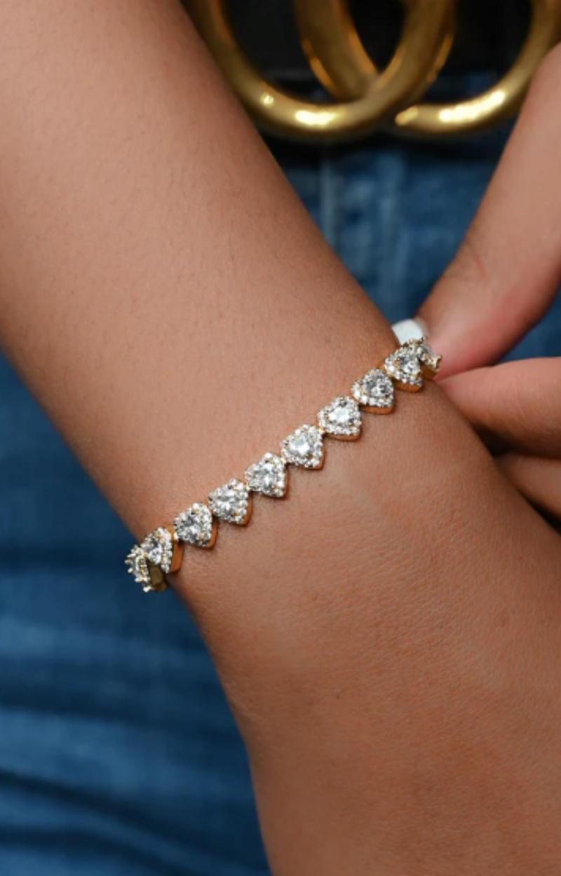 CLUSTERED HEARTS TENNIS BRACELET (Ready to Ship)