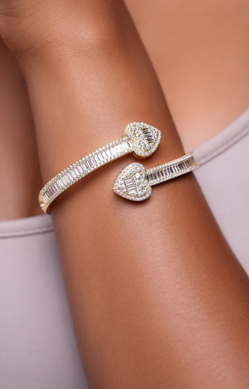 TWO HEARTS CZ BRACELET (Ready to Ship)