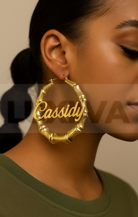 LUXIIVA® BAMBOO HOOPS EARRINGS
