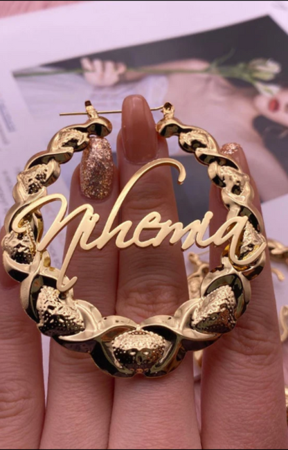 LUXIIVA® XOXO BAMBOO HOOP EARRINGS