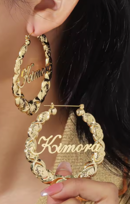 LUXIIVA® XOXO BAMBOO HOOP EARRINGS