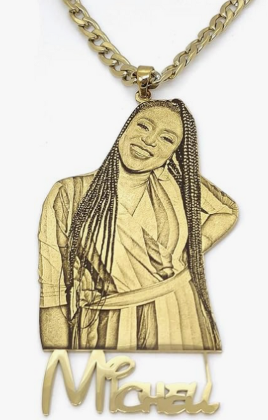 LUXIIVA® CLASSIC BLACK AND WHITE CUSTOM PICTURE  NECKLACE