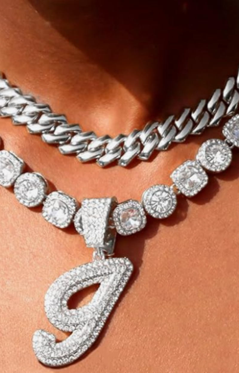 LUXIIVA® 2 PCS CUBAN LINK SET WITH INITIAL(Ready to Ship)-$27.5/Count