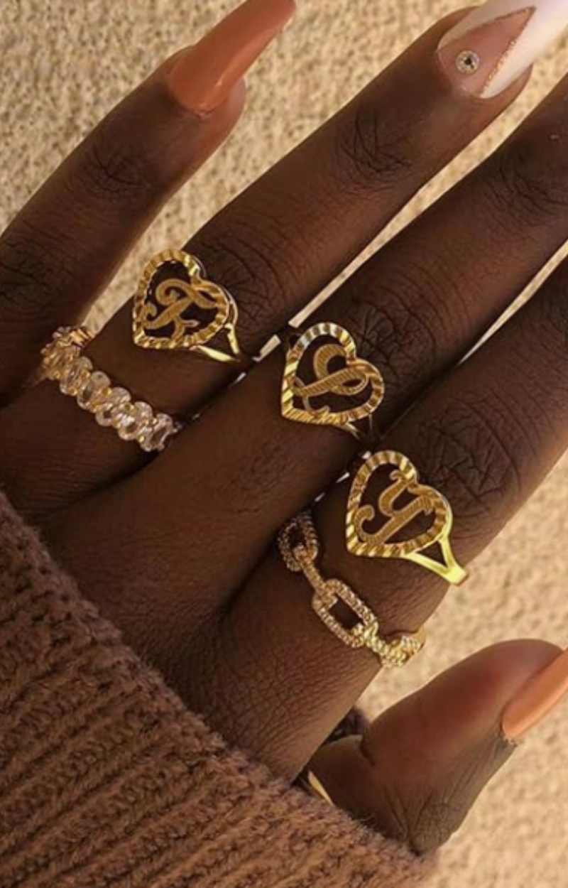 LUXIIVA® VINTAGE HEART INITIAL RING(Ready to Ship)