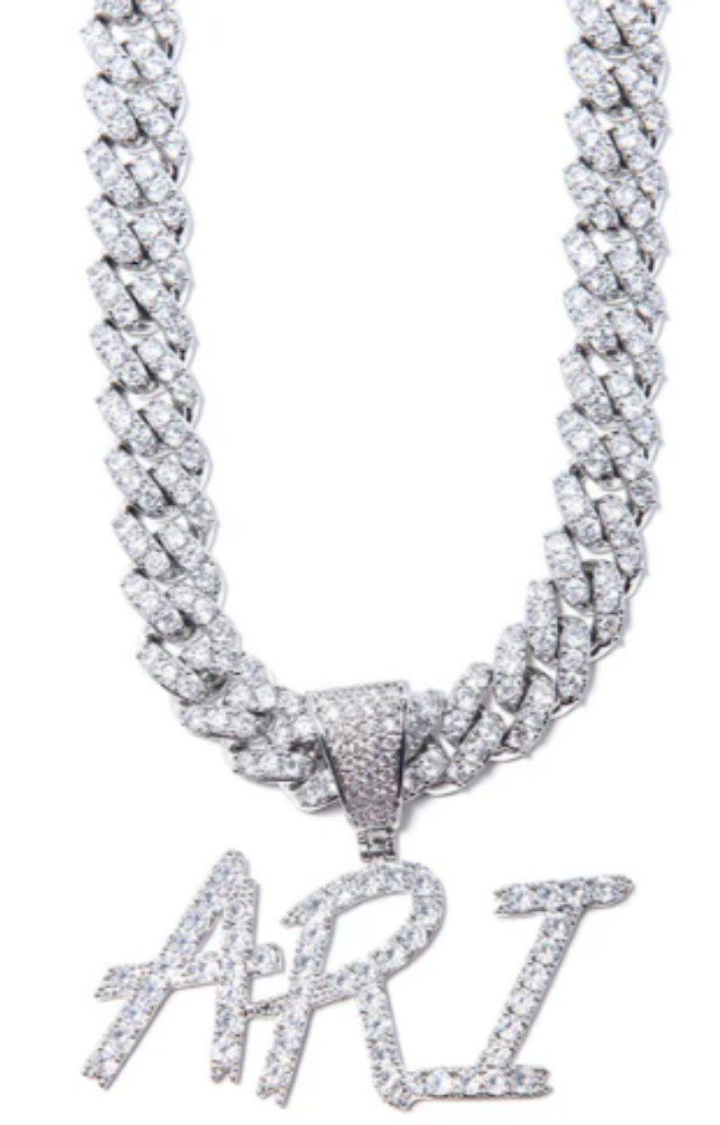 LUXIIVA® GLACIER FONT ICED OUT CUSTOM NAME PENDANT