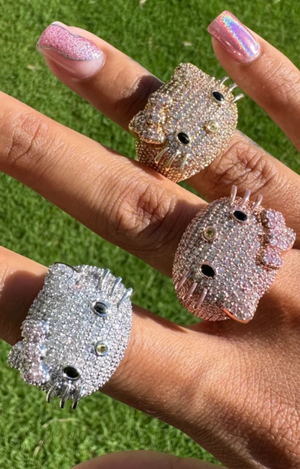 ICED OUT  KITTY RING(Ready to Ship)