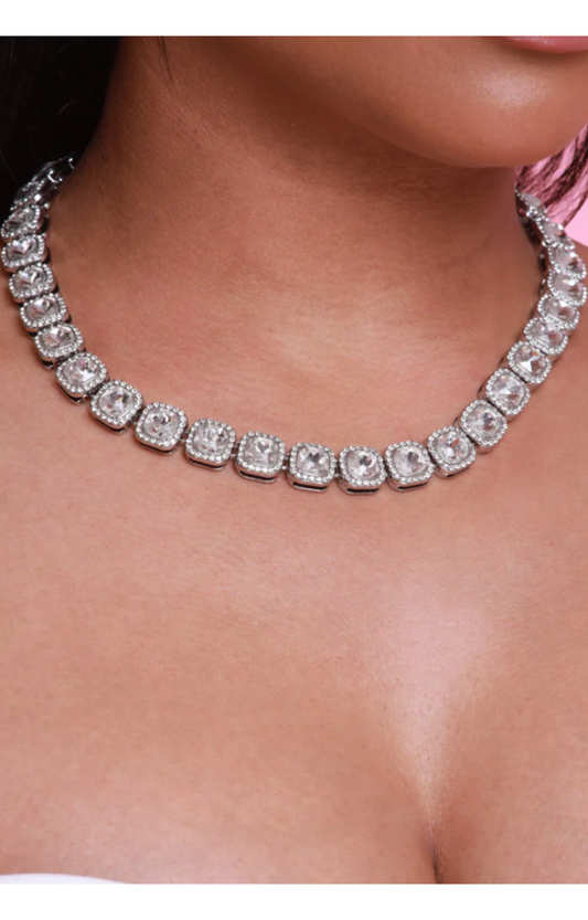 LUXIIVA® ELLA 9MM CLUSTERED TENNIS NECKLACE (Ready to Ship)