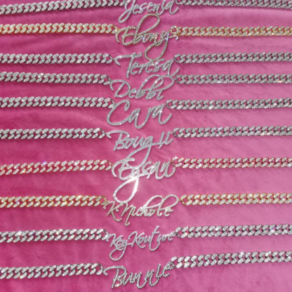 JANICE RHINESTONE CUBAN NAME NECKLACE