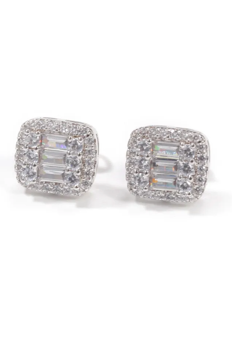 18K BAUGUETTE CZ EARRINGS(Ready to Ship)