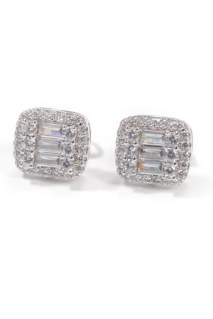 18K BAUGUETTE CZ EARRINGS(Ships Same Day)