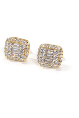 18K BAUGUETTE CZ EARRINGS(Ships Same Day)