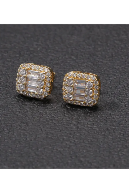 18K BAUGUETTE CZ EARRINGS(Ready to Ship)