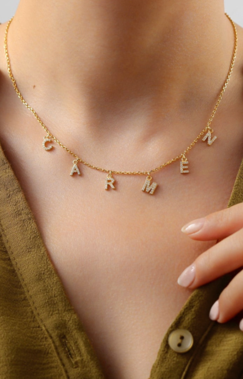 CUSTOM NAME NECKLACE WITH STONE LETTERS