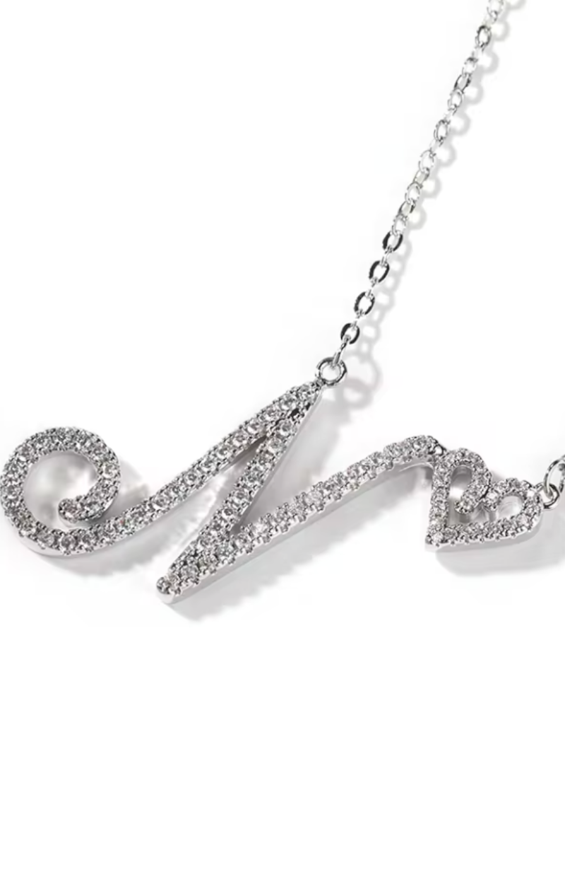 JASMINE CURSIVE HEART INITIAL NECKLACE(Ready to Ship)