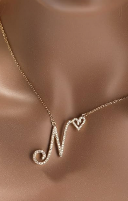 JASMINE CURSIVE HEART INITIAL NECKLACE(Ready to Ship)