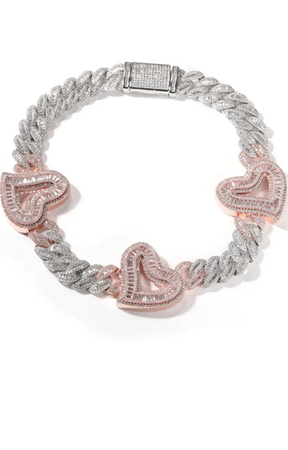 LUXIIVA® ZAZA TRIO  HEARTS NECKLACE(Ready to Ship)