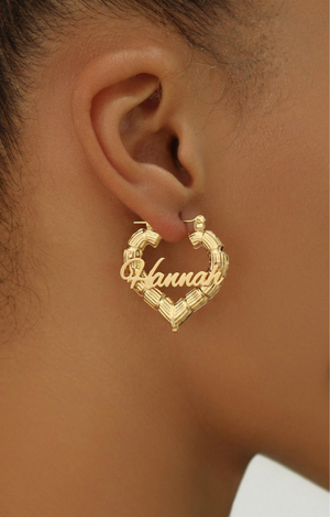 BAMBOO  HEARTS EARRINGS