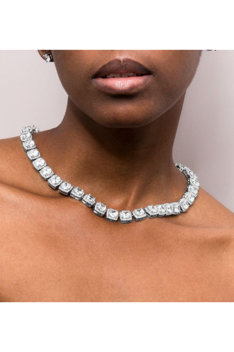LUXIIVA® ELLA 9MM CLUSTERED TENNIS NECKLACE (Ready to Ship)