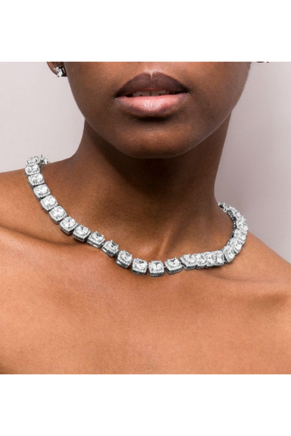 LUXIIVA® ELLA 9MM CLUSTERED TENNIS NECKLACE (Ready to Ship)