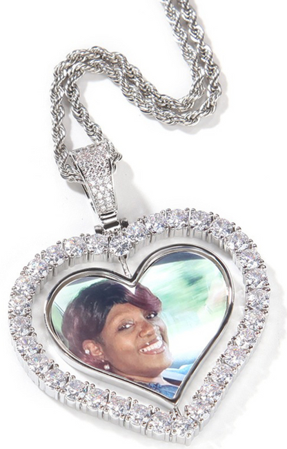 CUSTOM DOUBLE SIDED HEART PHOTO PENDANT