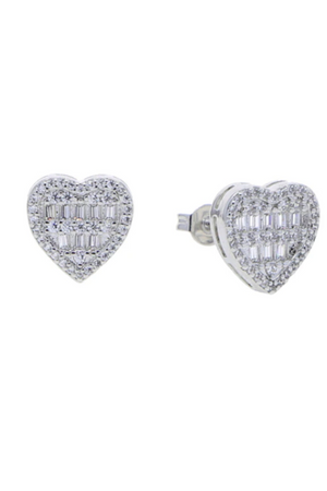 SANDRA ICED OUT HEART JEWELRY SET(Ships Same Day)