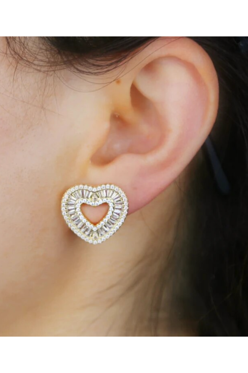 BAGUETTE HEART EARRINGS(Ready to Ship)