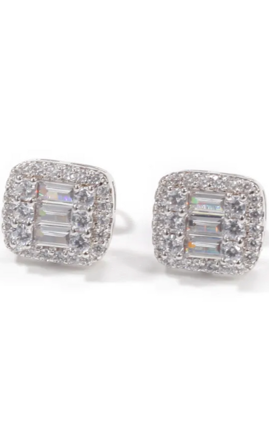 18K BAUGUETTE CZ EARRINGS(Ready to Ship)