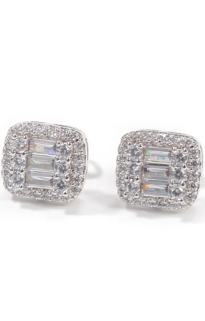 18K BAUGUETTE CZ EARRINGS(Ships Same Day)