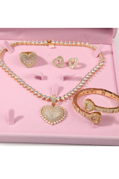 NANCY ICED  OUT HEART JEWELRY SET (Ready to Ship)