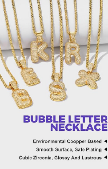 BUBBLE LETTER  NECKLACE-(Ready to Ship)