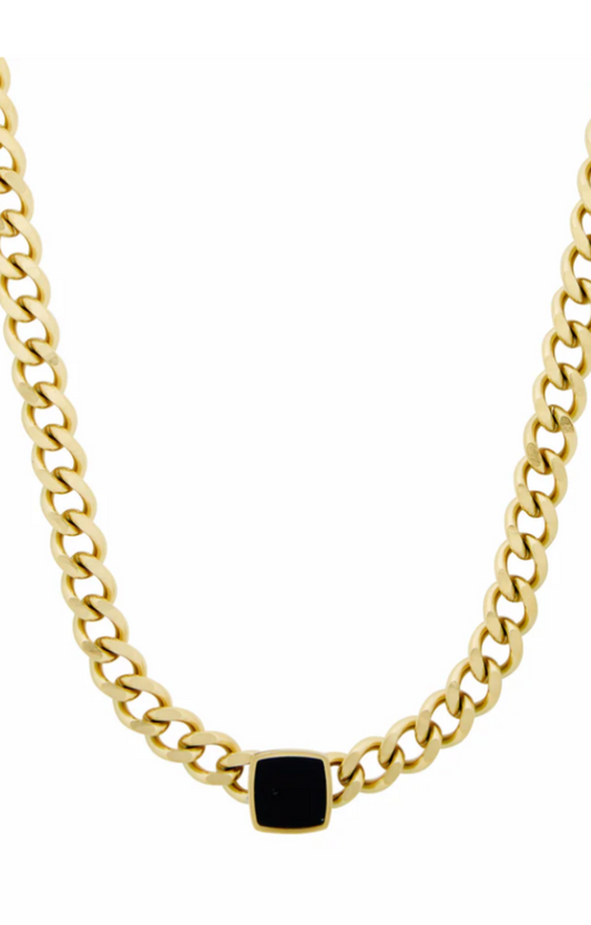 LUXIIVA® SQUARE PENDANT CUBAN NECKLACE
