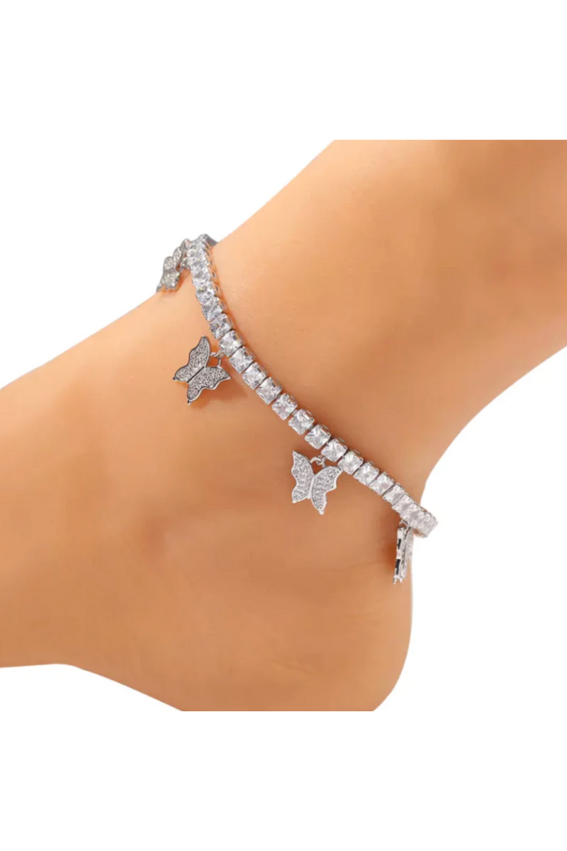 TENNIS CHAIN BUTTERFLY ANKLET(Ready to Ship)