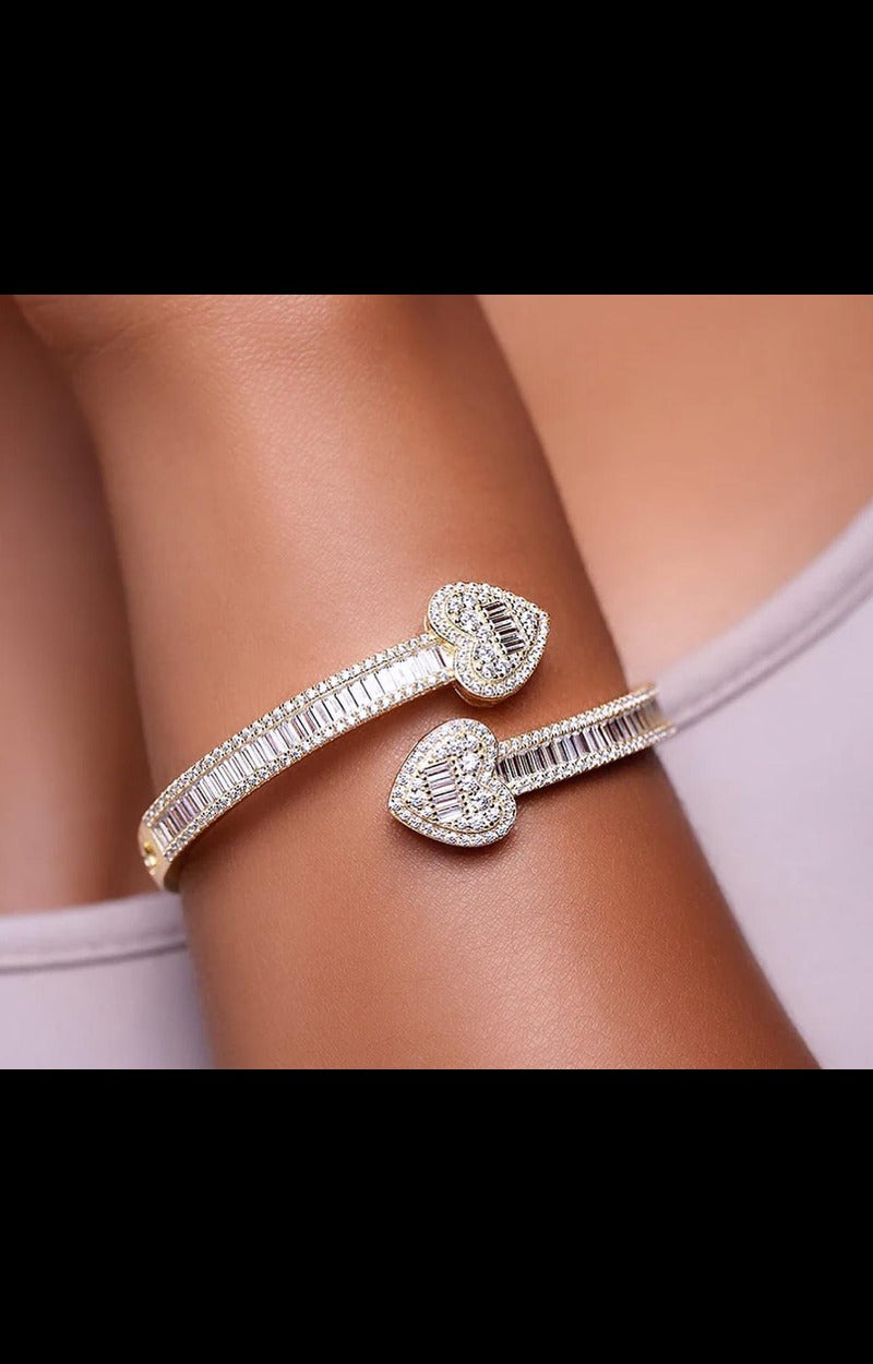 TWO HEARTS CZ BRACELET(Ships Same Day)