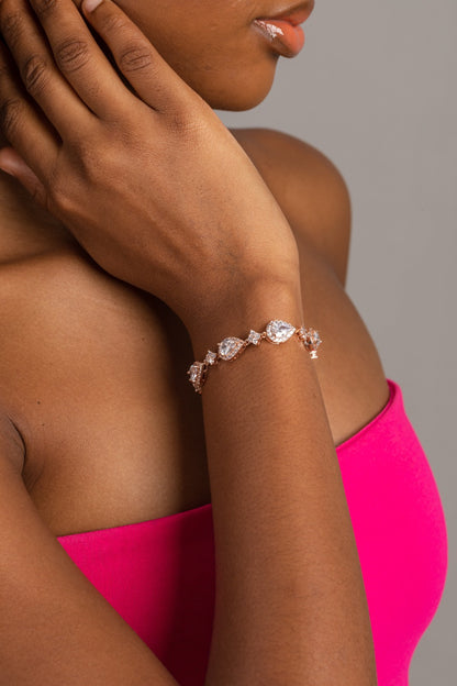 LUXIIVA®  GLAMOUR HALO TEARDROP CZ BRACELET (Ready to Ship)