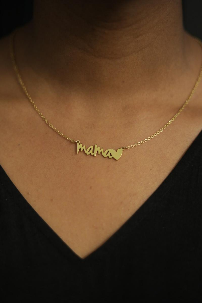 LUXIIVA Mama Necklace - close-up detail showing craftsmanship