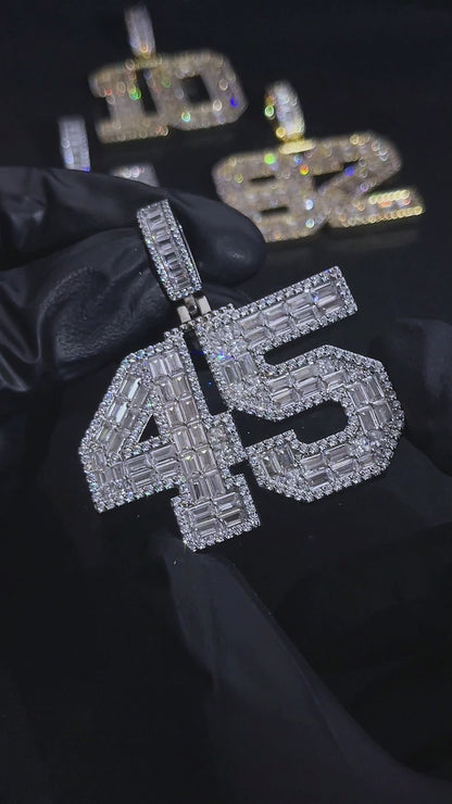 LUXIIVA® CUSTOM ICED NUMBER BAGUETTE  NECKLACE