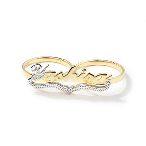 CUSTOM TWO FINGER - DOUBLE TONE NAME RING