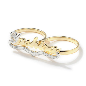 CUSTOM TWO FINGER - DOUBLE TONE NAME RING