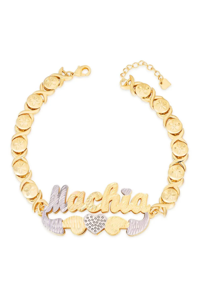 DOUBLE LAYER TWO TONE NAME BRACELET