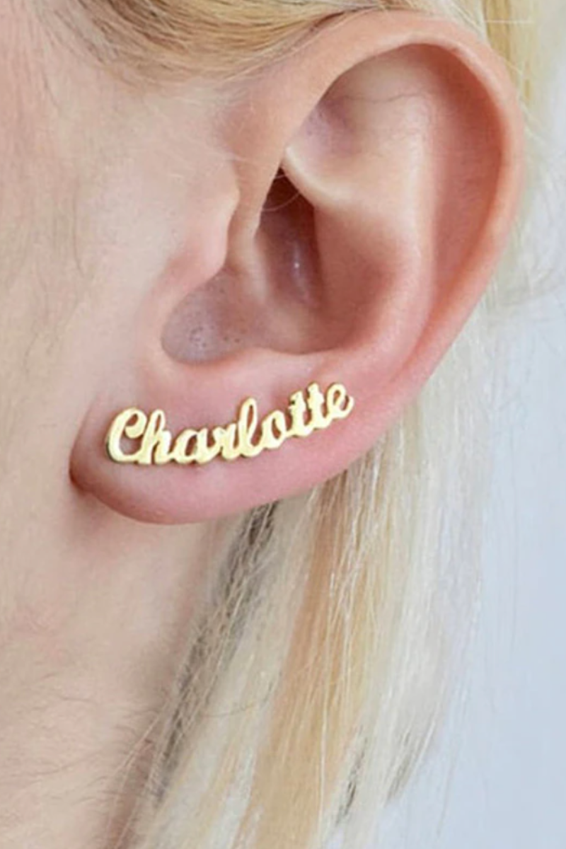 CUSTOM CURSIVE NAME  STUD EARRINGS