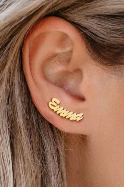 CUSTOM CURSIVE NAME  STUD EARRINGS